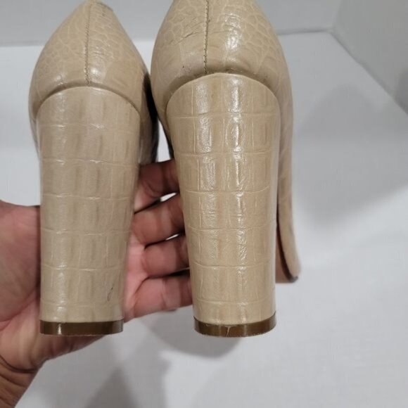 Talbots Croc Embossed Leather Pep Toe Heels Size 8.5 B - Picture 9 of 13